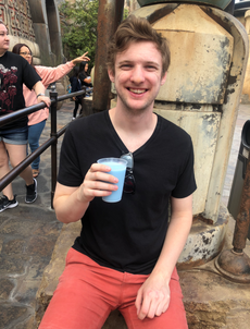 Frank drinking Blue Milk